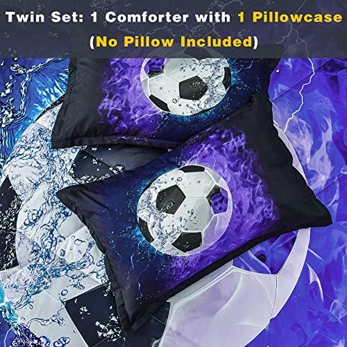 Andency Soccer Comforter Twin Set 2PC Blue Flame