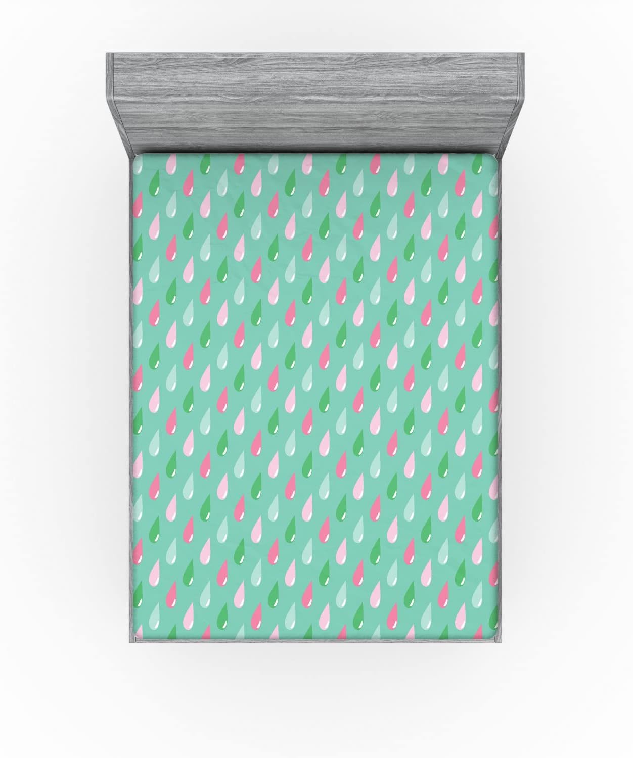 Ambesonne Funny Teardrops Pattern Sheet Green Pink California King