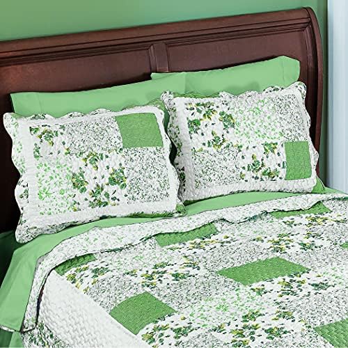 Collections Etc Hadley Floral Patchwork Pillow Sham Sage