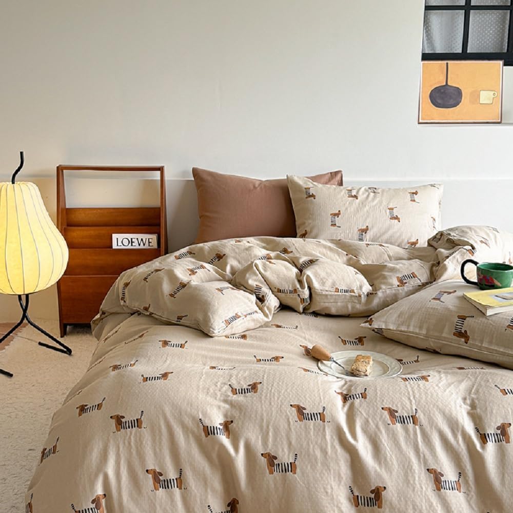 Erwinmu Brown Dachshund Duvet Cover Set Twin