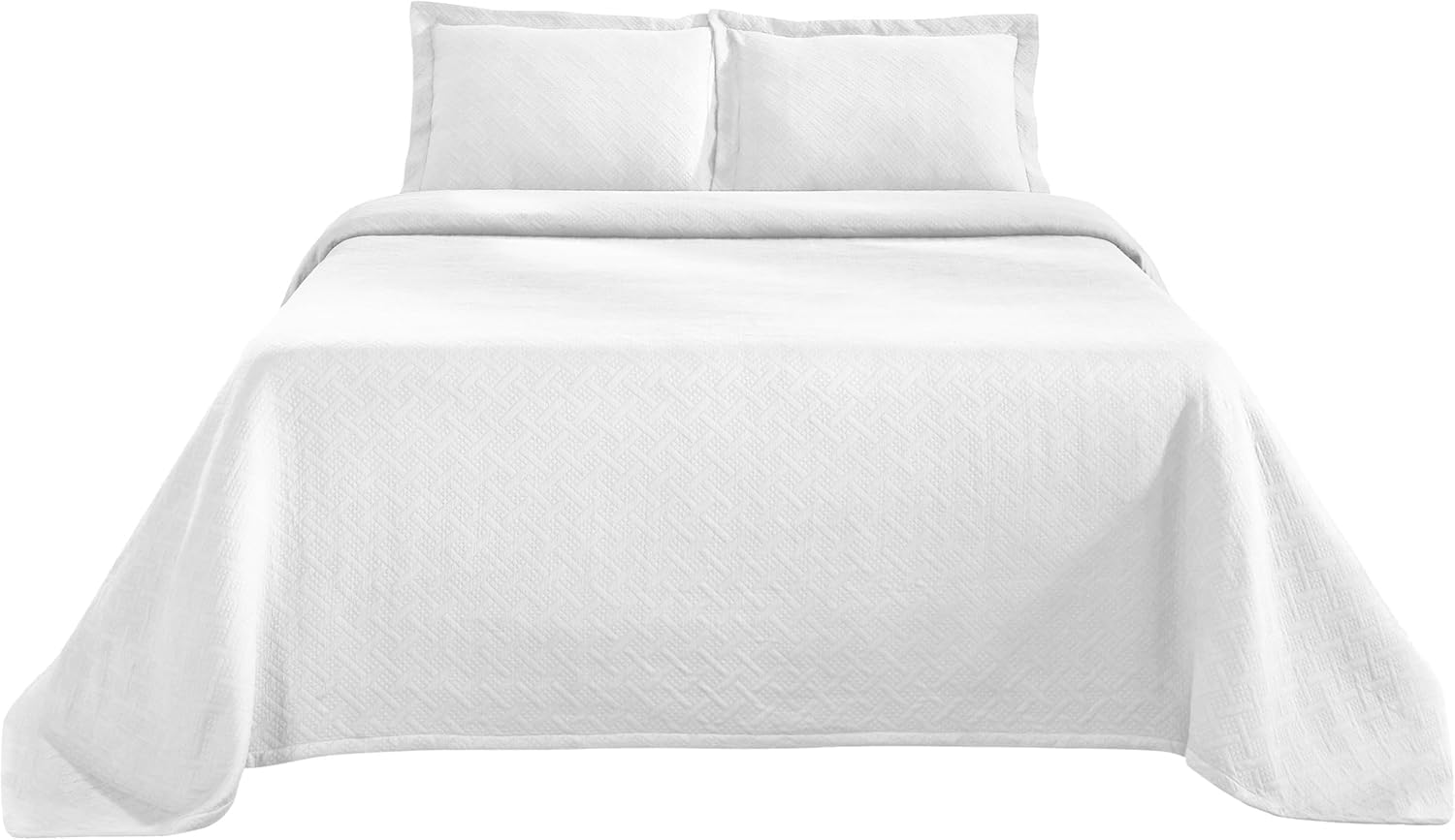 Superior 100 Cotton Matelasse Bedspread Set King White