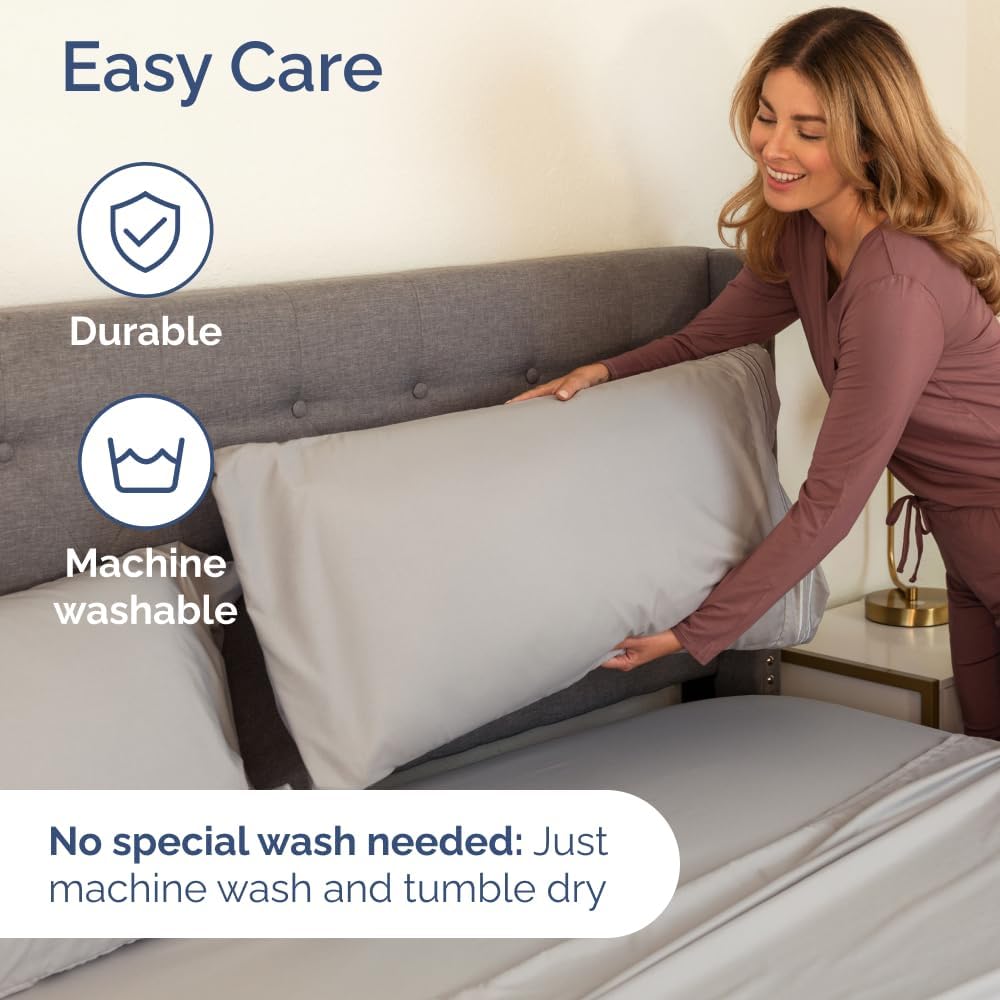 Wrap Around Dust Ruffle Bed Skirt with 2 Pillowcases - Light Grey