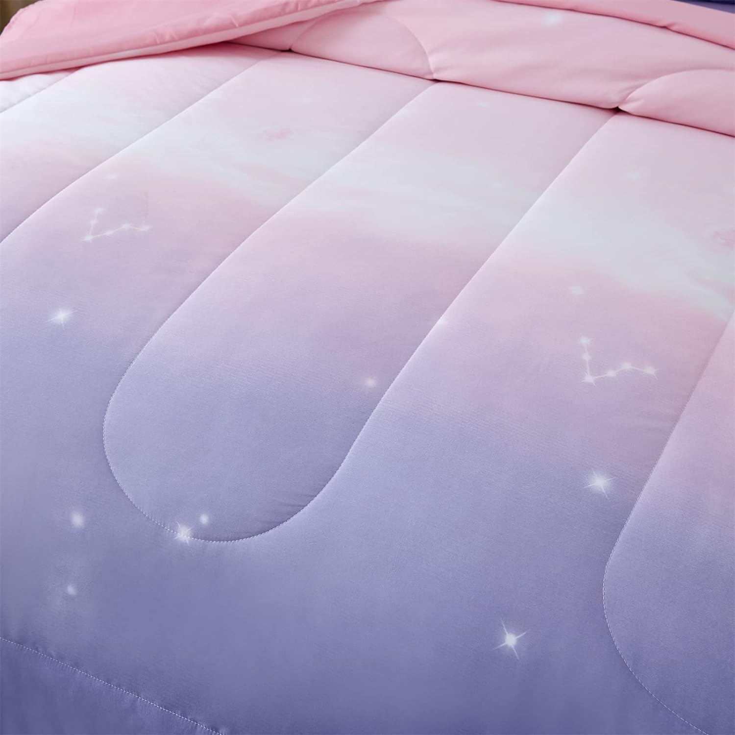 Dinjoy Girls Ombre Comforter Set 7 Piece Bed in a Bag