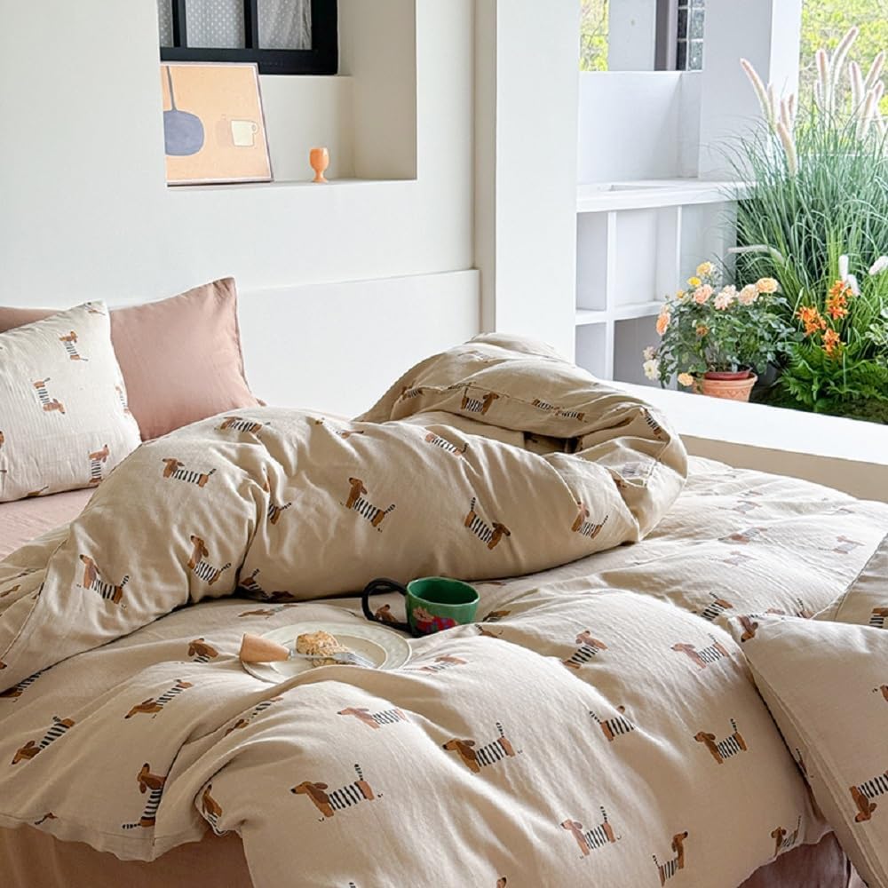 Erwinmu Brown Dachshund Duvet Cover Set Twin