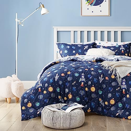 UMCHORD Kids Space Themed Bedding Set - Twin Size 5 Pieces