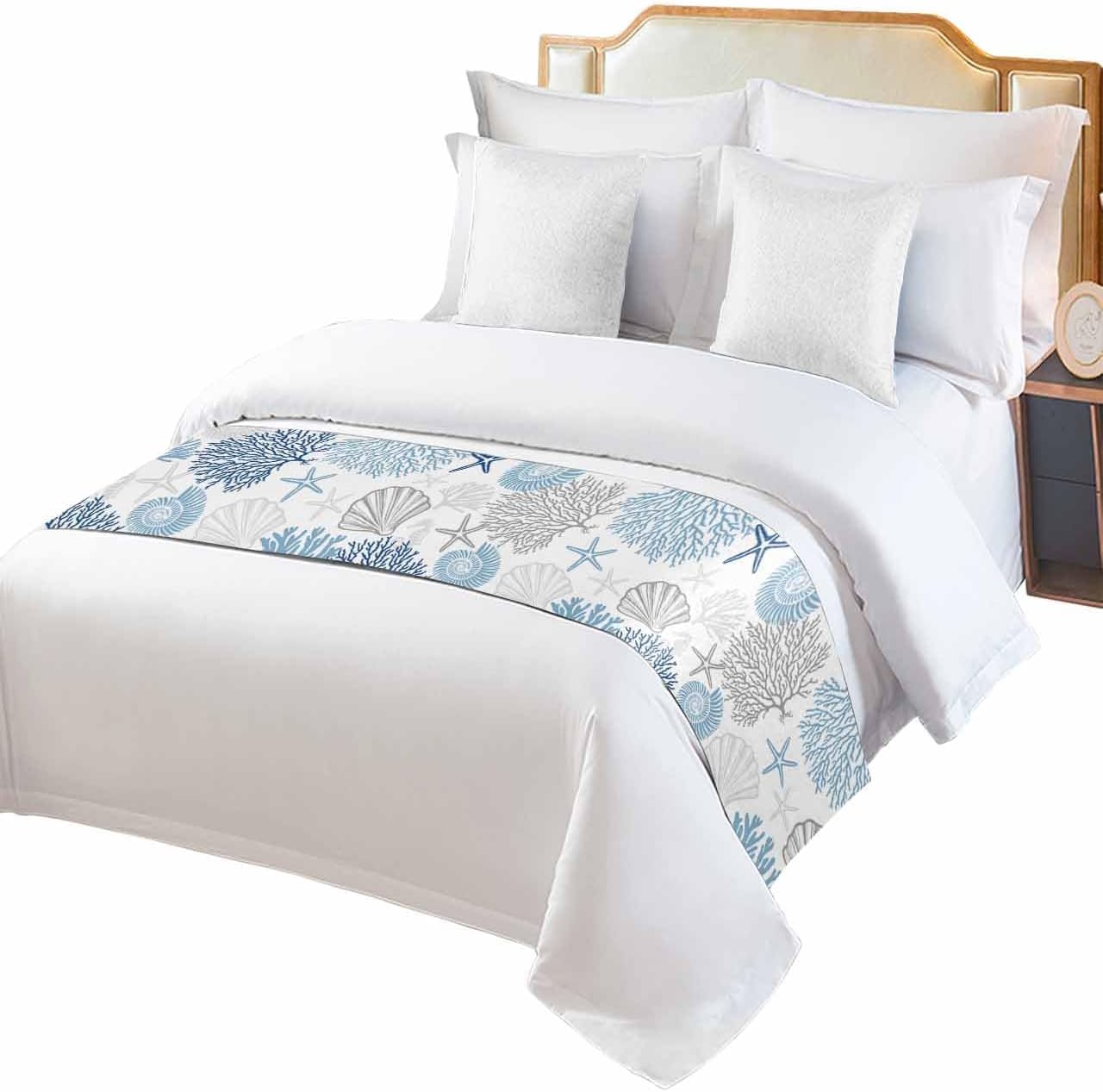 Ldtrchee Ocean Blue Bed Runner for Queen