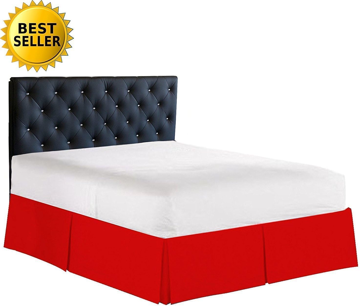 Elegance Linen 1500 Thread Count Dust Ruffle Bed Skirt - Queen Red 14in Drop