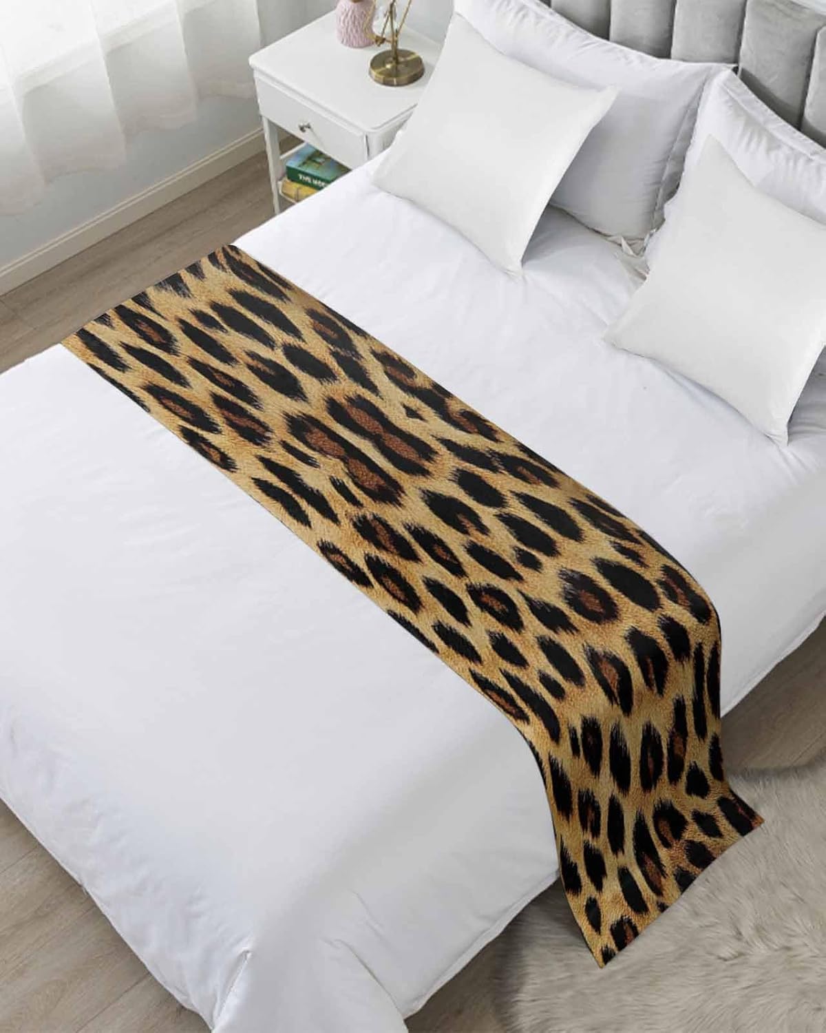 Sabolny Leopard Print King Size Bed Runner Scarf