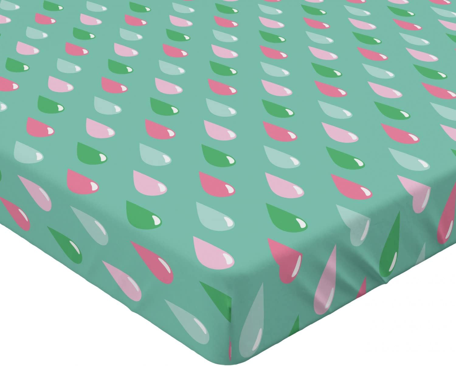 Ambesonne Funny Teardrops Pattern Sheet Green Pink California King