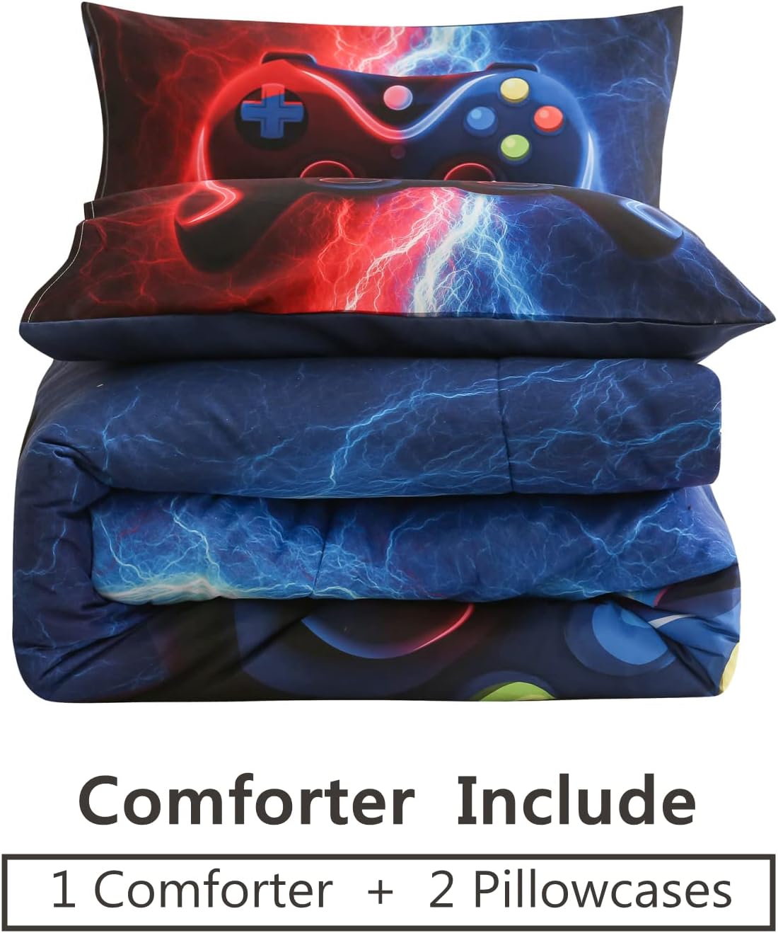 Meeting Story Gamer Bedding Set Queen Red Blue
