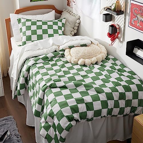 Bedsure Checkered Comforter Set for Boys Twin Extra Long 2 Pieces