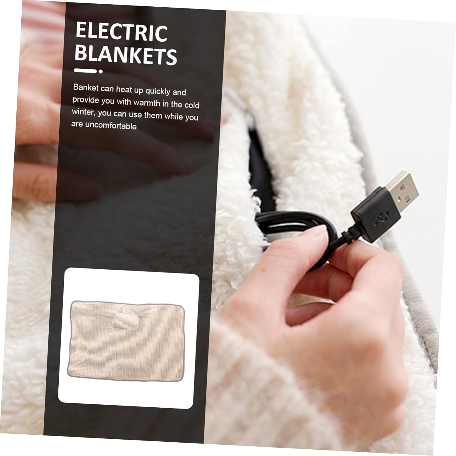 KICHOUSE USB Heated Throw Blanket for Office and Home