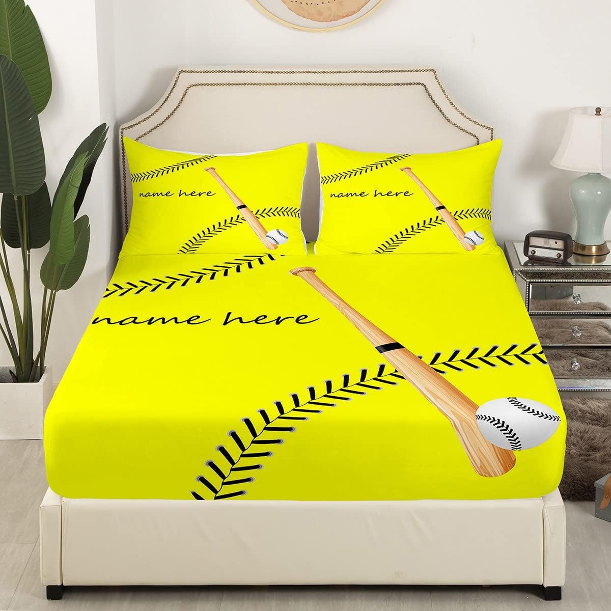 Erosebridal Baseball Sheet Set Twin Size for Boys