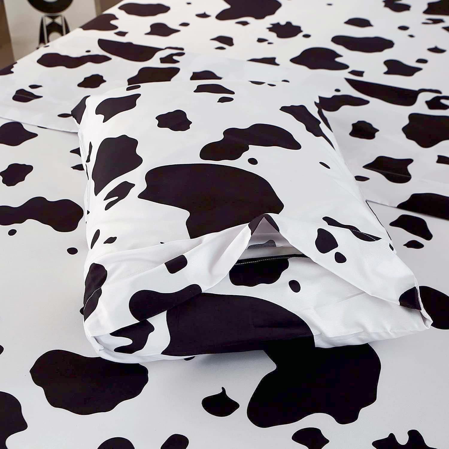 SDY 4PCS Cow Print Bedding Set for Kids and Animal Lovers