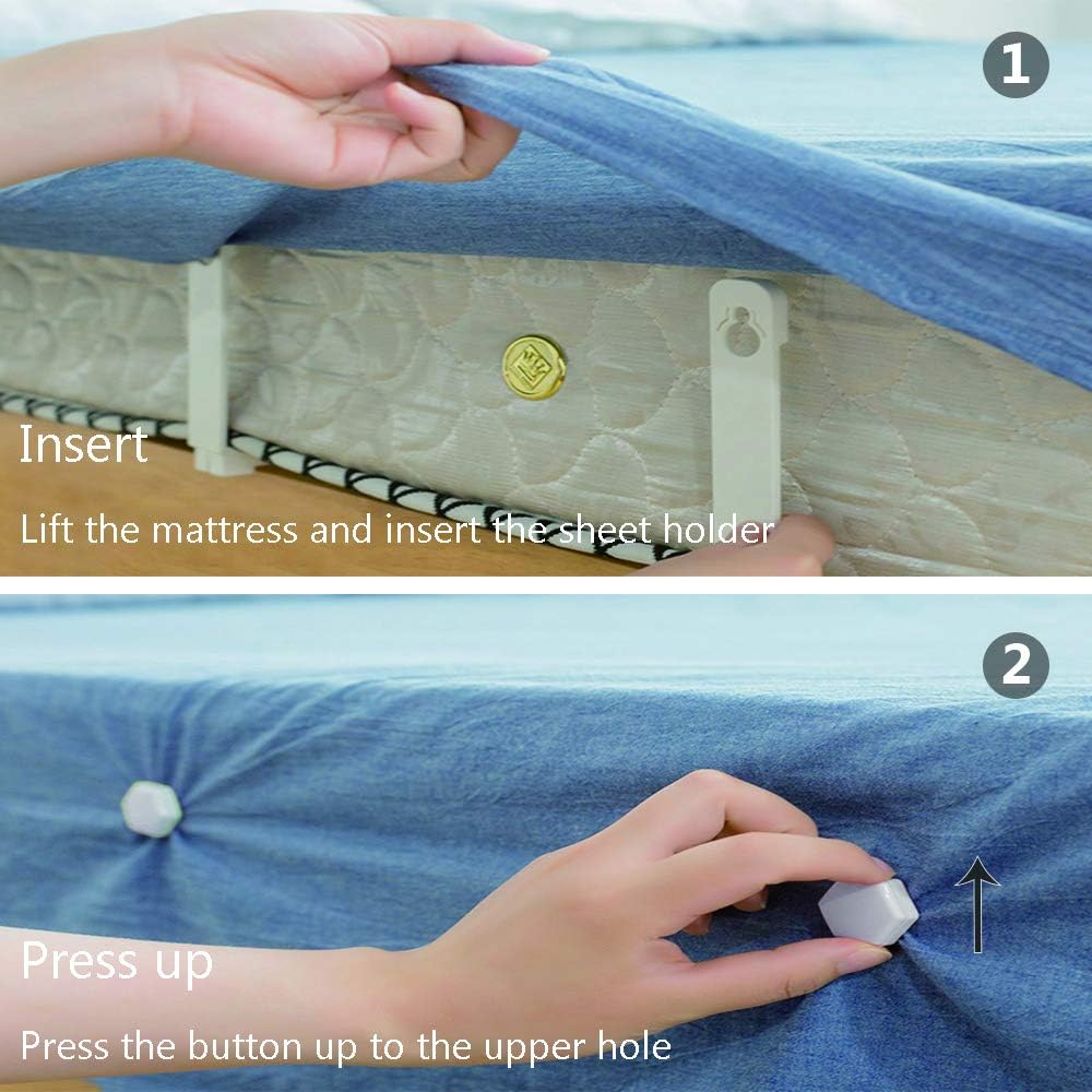 Toosunny 4 Pieces Sheet Holders No Elastic Easy Install