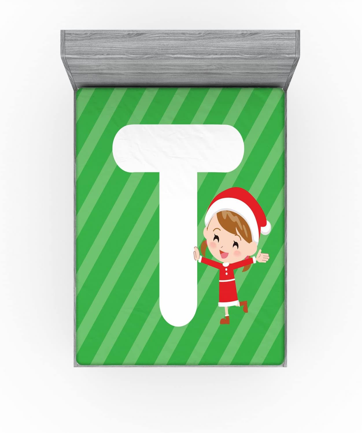 Ambesonne Christmas Alphabet Sheet with T California King Green and White