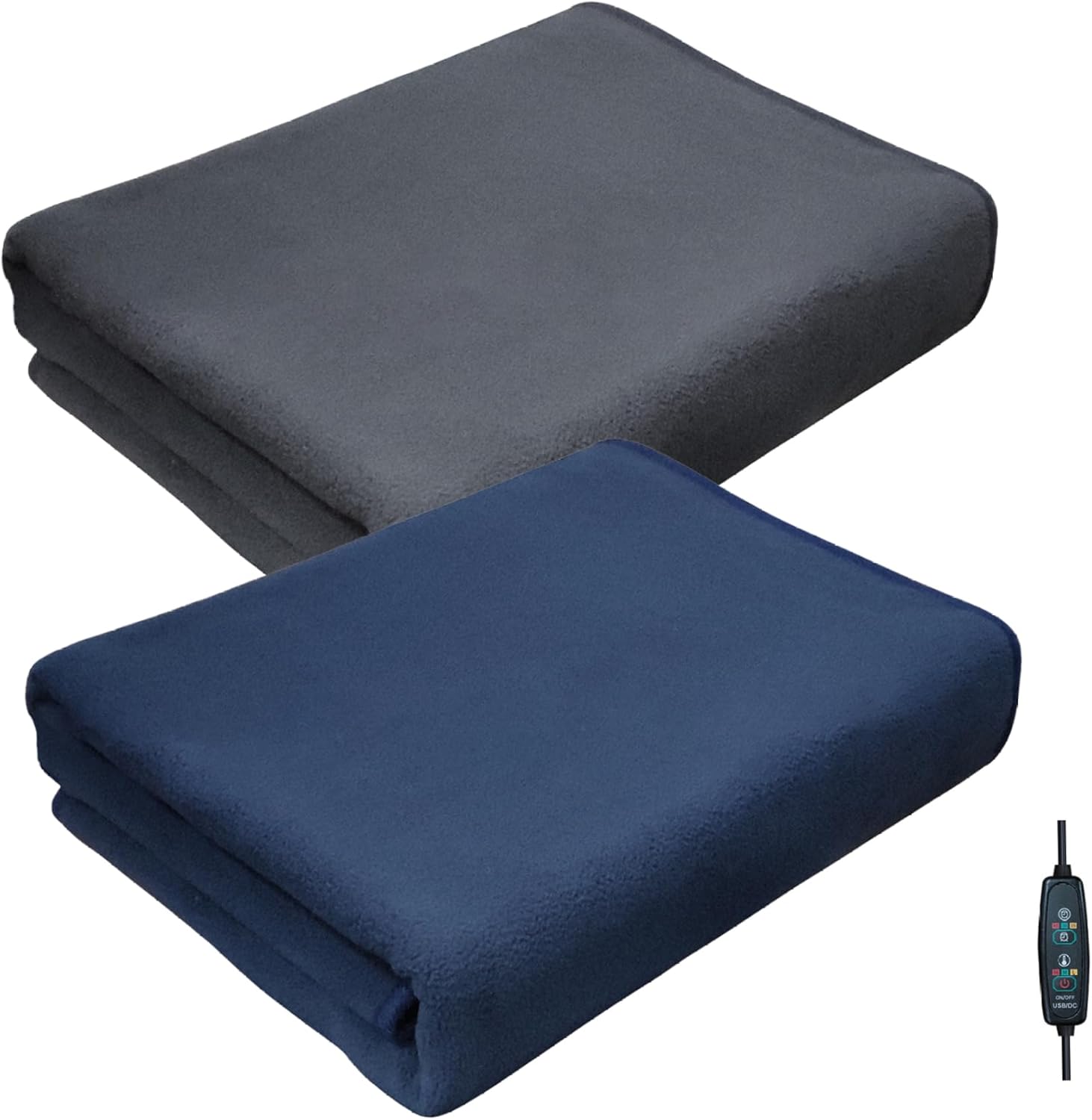 USB Heated Throw Blanket - Soft Fast Heating Wearable with Pocket - Grey