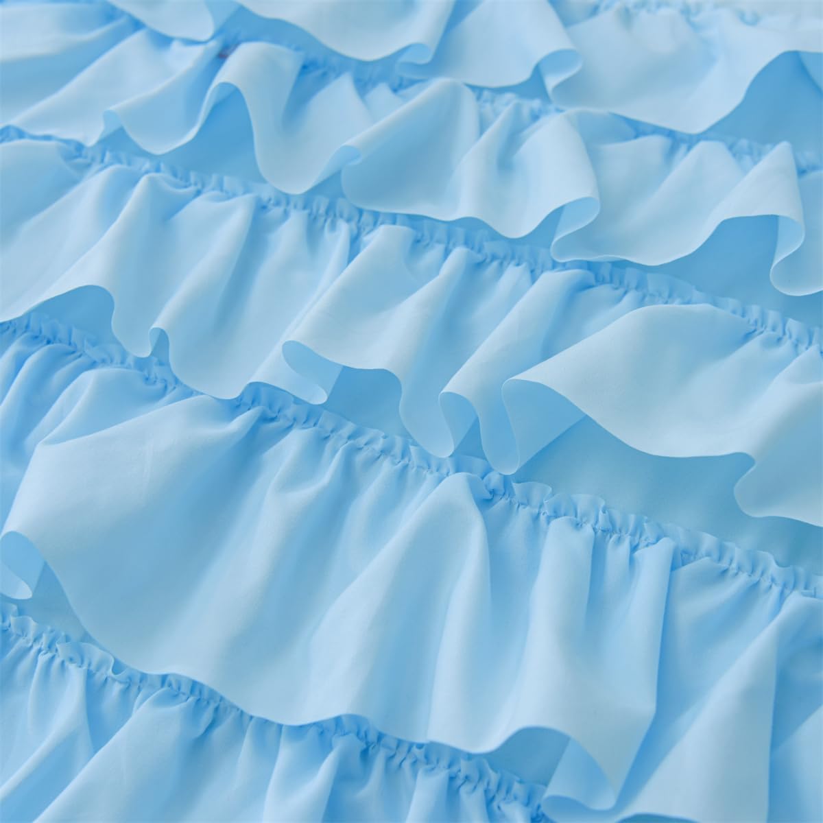 Holawakaka Light Blue Waterfall Ruffle Comforter Set