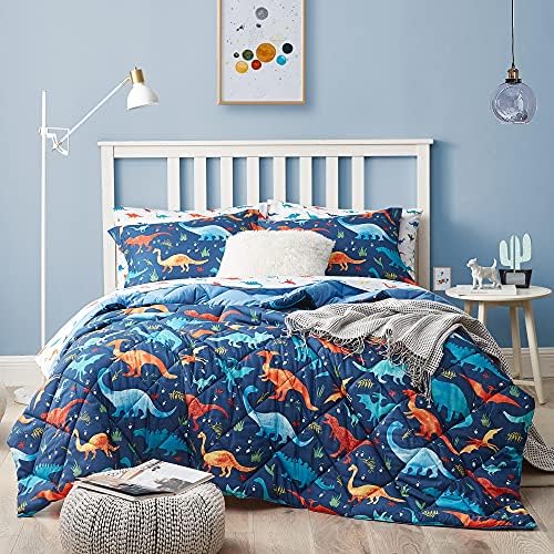 UMCHORD Kids Dinosaur Queen Comforter Set 7 Pc