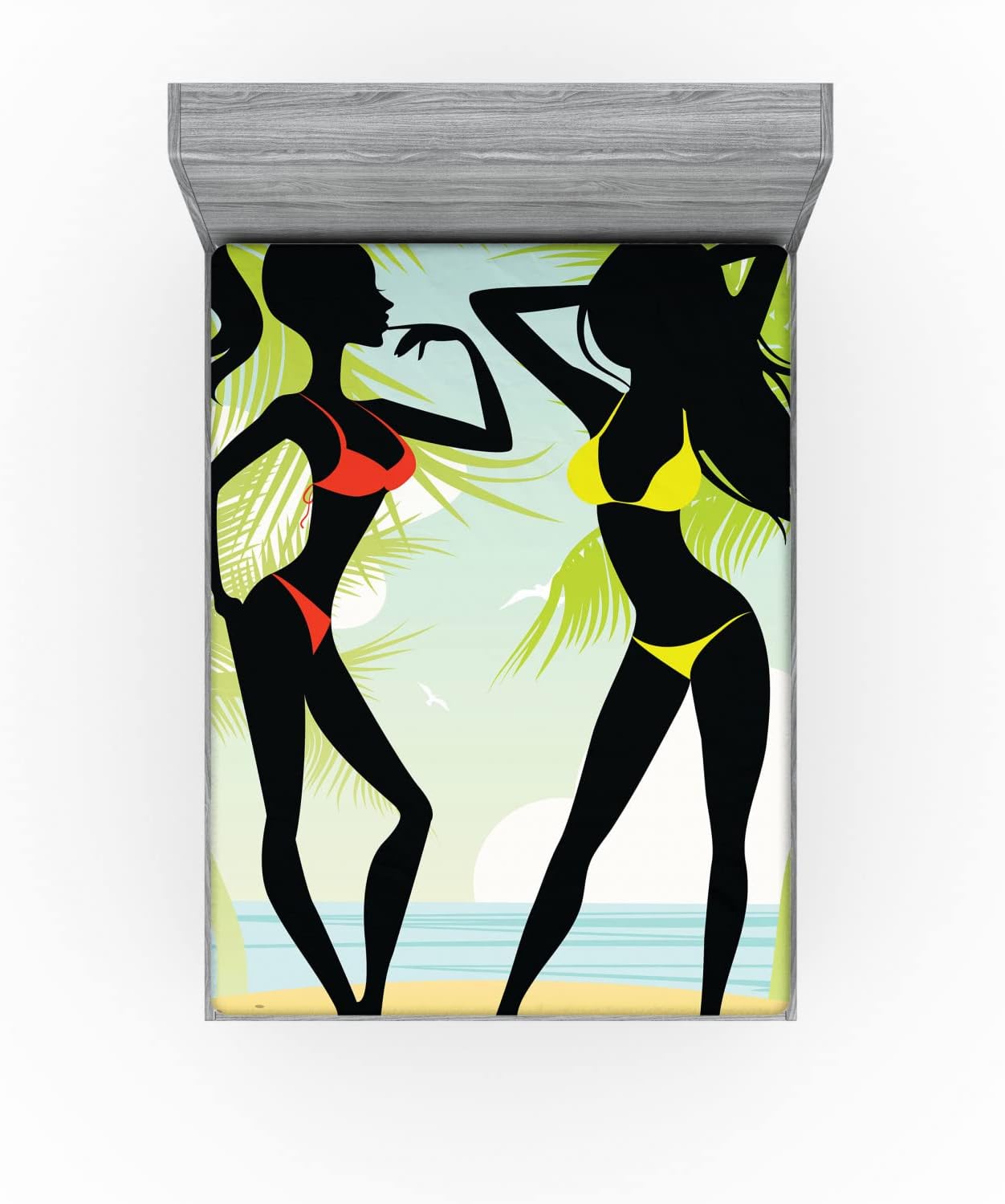Ambesonne Pin Up Girl Fitted Sheet - Multicolor 1