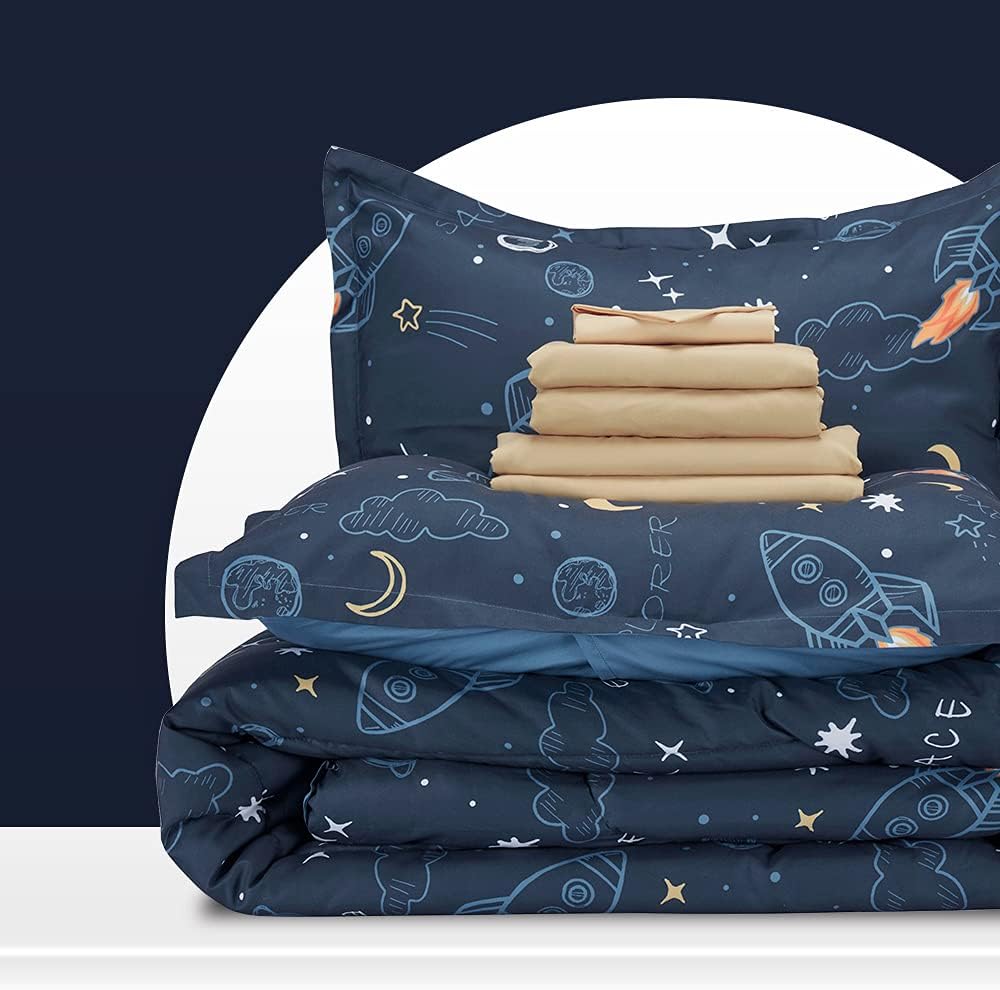 SLEEP ZONE Space Rocket Kids Comforter Set