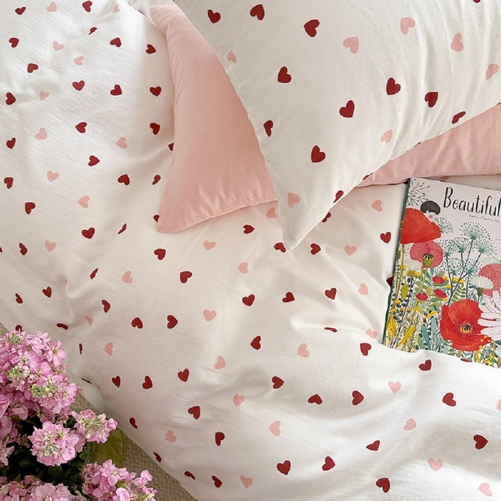 Bildenly Heart Duvet Cover Set Twin Kawaii