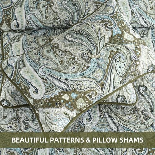 DJY Green Paisley Quilt Set King Size 3 Pieces