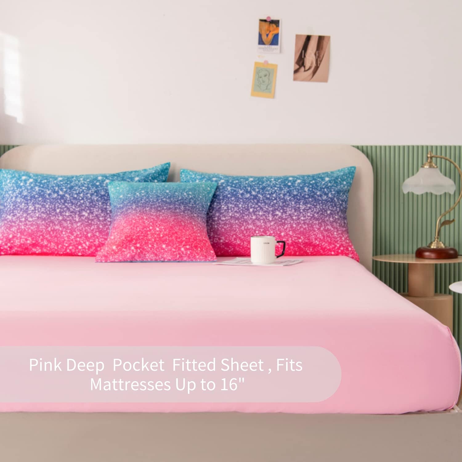 RYNGHIPY 6Pcs Glitter Comforter Set for Teen Girls