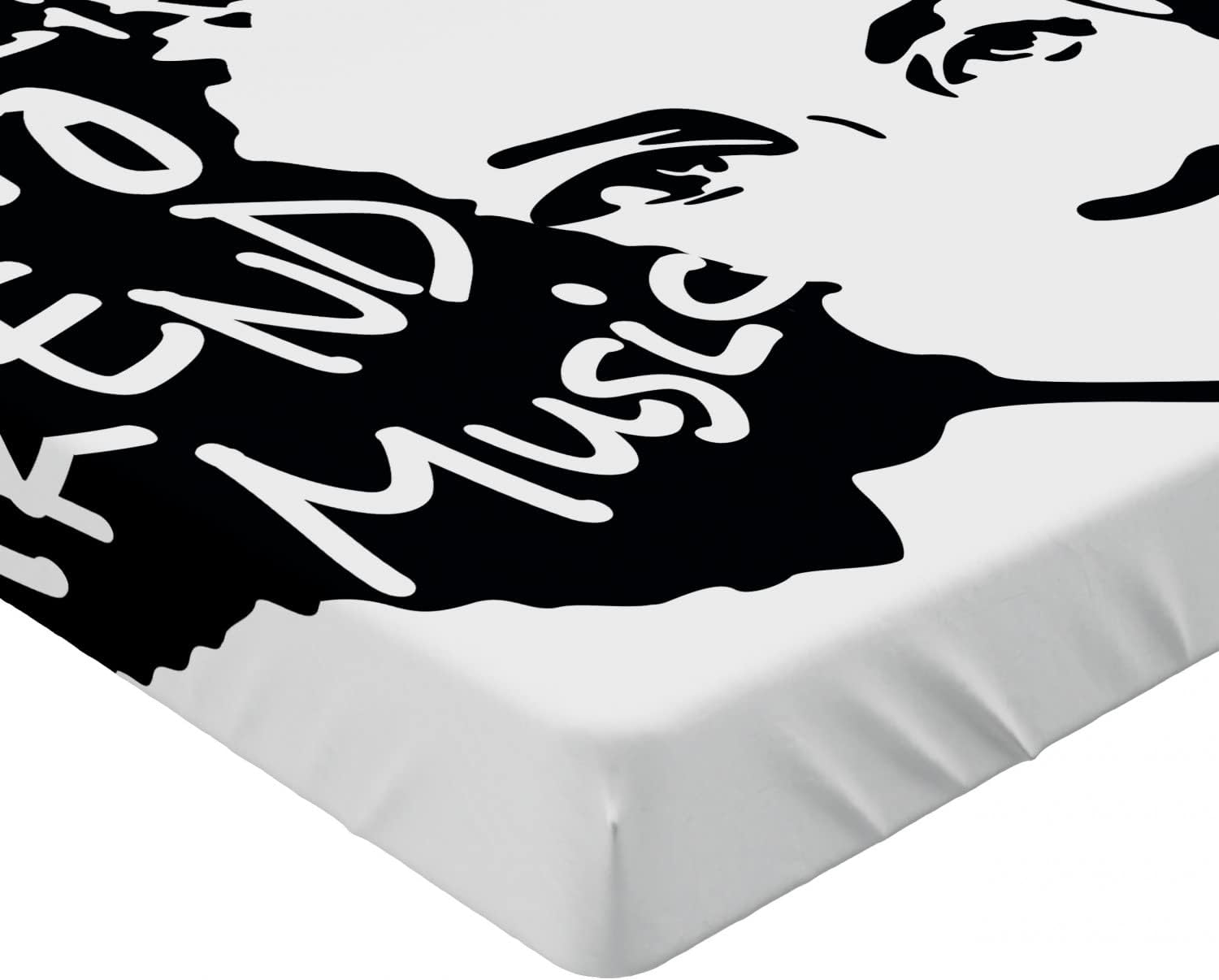 Ambesonne Urban Graffiti Fitted Sheet White Black
