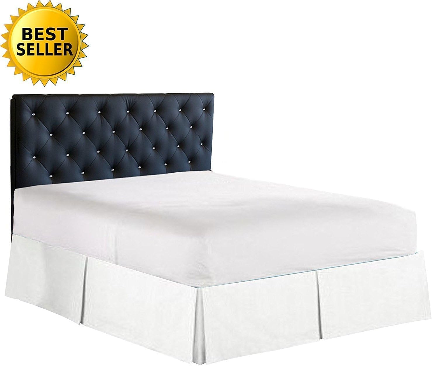 Elegance Linen Luxury 1500 Thread Count Bed Skirt - 14 Inch Drop Queen White