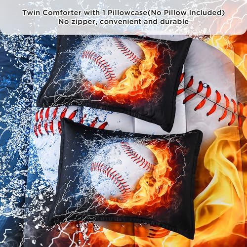 Andency 3D Baseball Comforter Twin Set 2Pcs