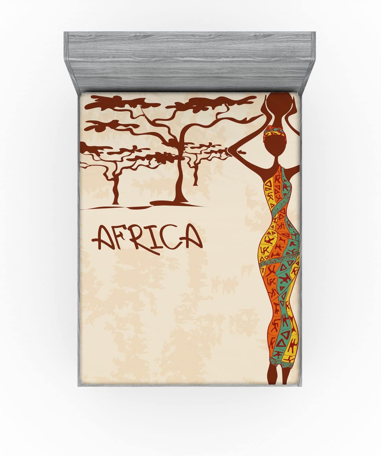 Ambesonne African Fitted Sheet Multicolor California King