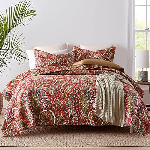 ENASAL Reversible Floral Paisley Bedspread Set Queen Size