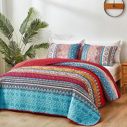 WONGS BEDDING Boho Christmas Quilt Set Queen Size