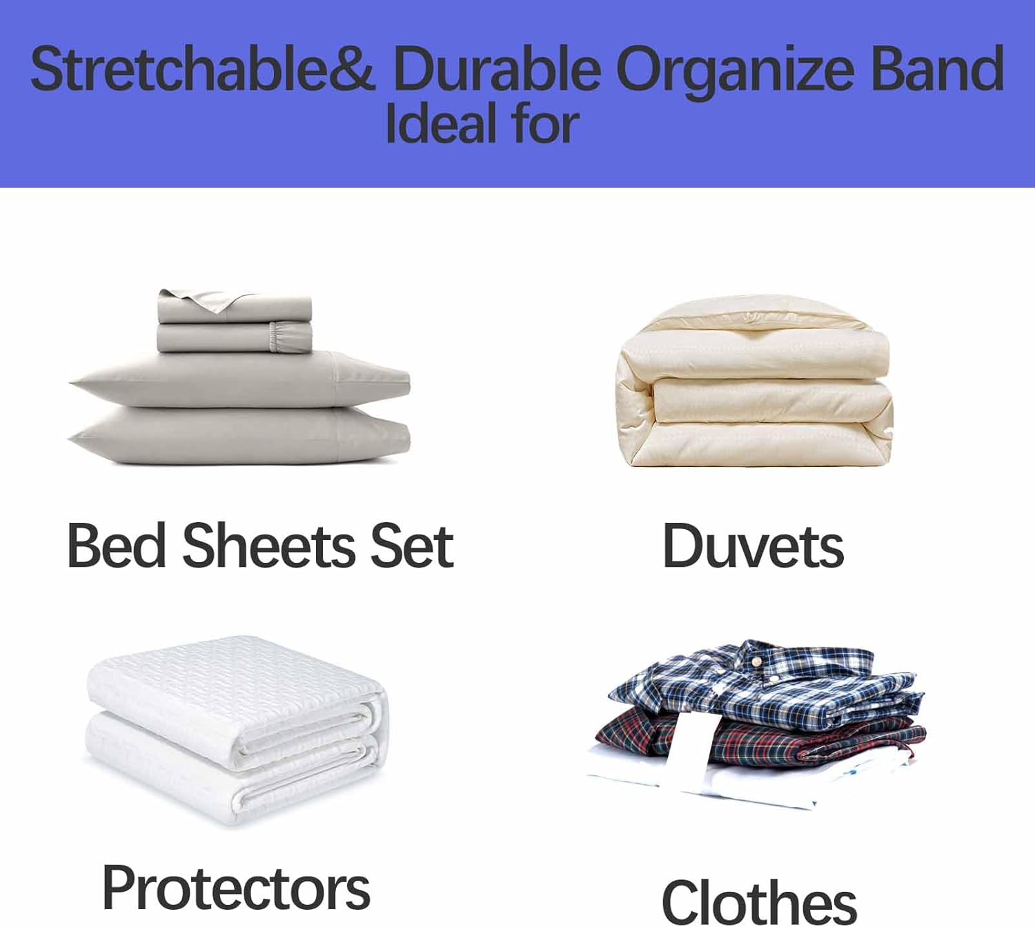 Siaomo Bed Sheet Organizer Bands - 4PCS Blue for Twin