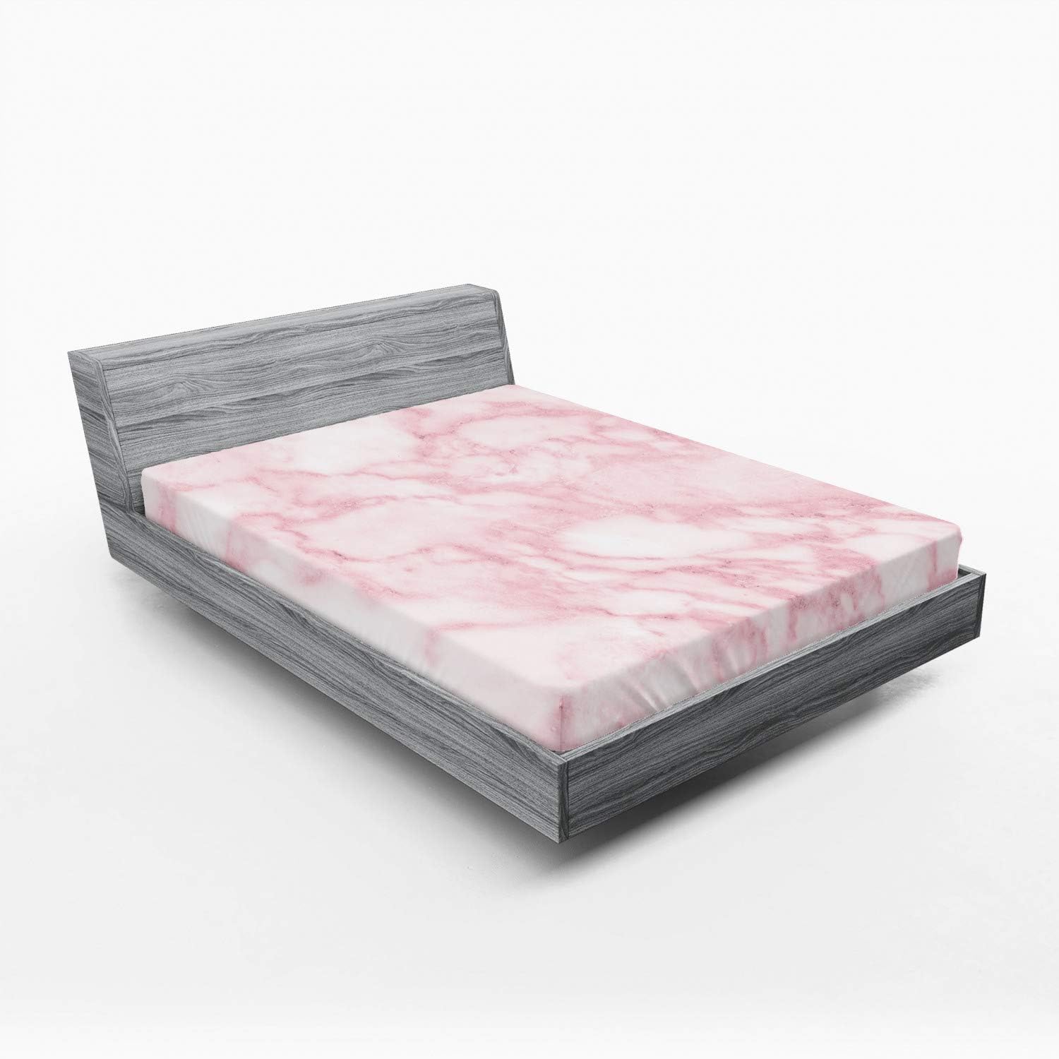 Ambesonne Marble Print Fitted Sheet Pale Pink California King 1