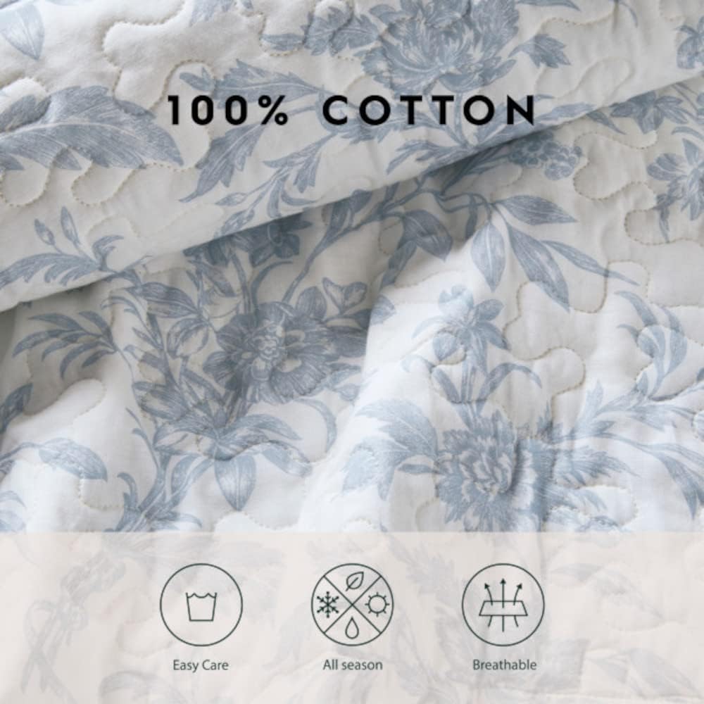 Laura Ashley Queen Quilt Set with Pillow Cover
