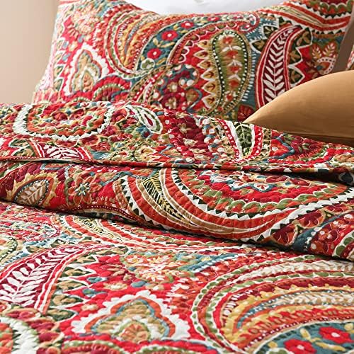 ENASAL Reversible Floral Paisley Bedspread Set Queen Size