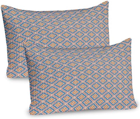 Ambesonne Aztec Pillow Sham Set of 2 Apricot Red Sky Blue