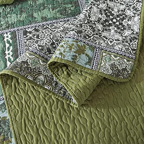 NEWLAKE Reversible Patchwork Quilt Set Queen Size 1