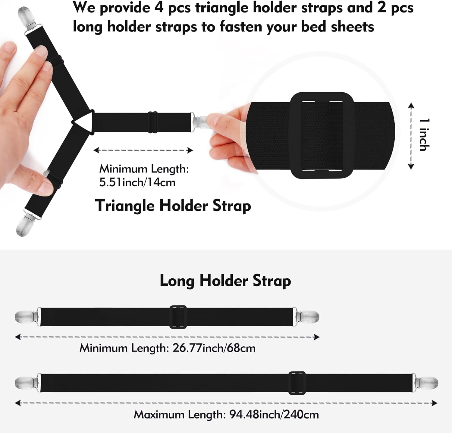 Eiruseed Bed Sheet Holder Straps 42 Pcs Black