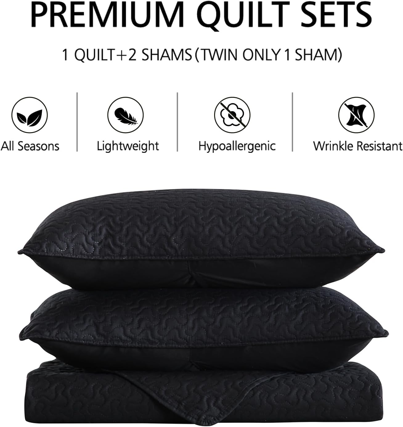 JML Quilt Set - 3 Piece Embossed Stripe Black for King Bed