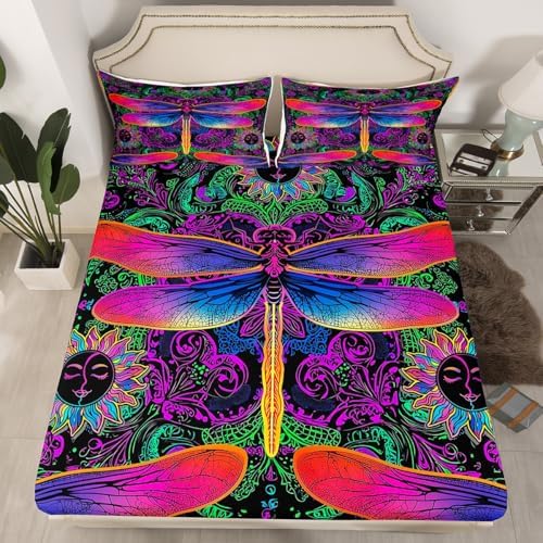 Erosebridal Dragonfly Fitted Sheet Set Twin Size