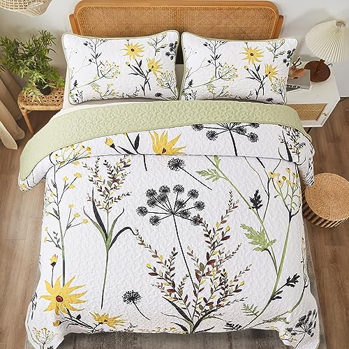 Dobuyly Botanical Floral Quilt Set King Size