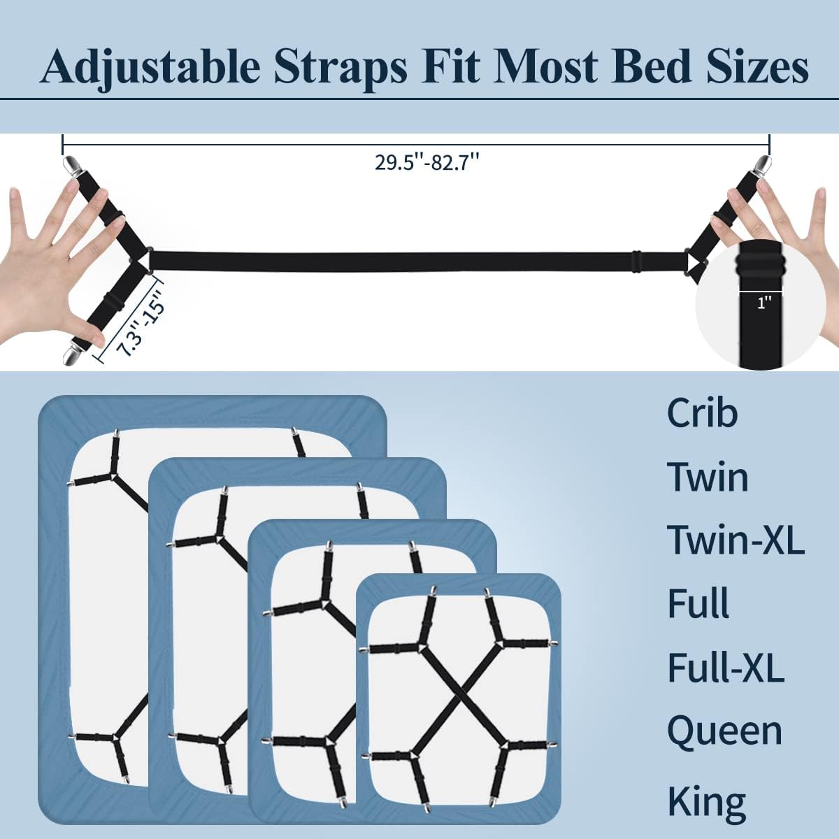 Sopito Sheet Straps Adjustable Non-Slip 2pcsBlack