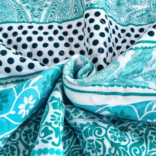 WONGS BEDDING Teal Boho Quilt Set Queen 3 Piece