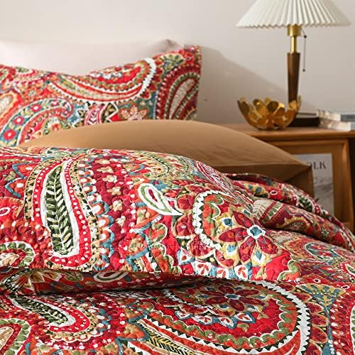 ENASAL Reversible Floral Paisley Bedspread Set Queen Size