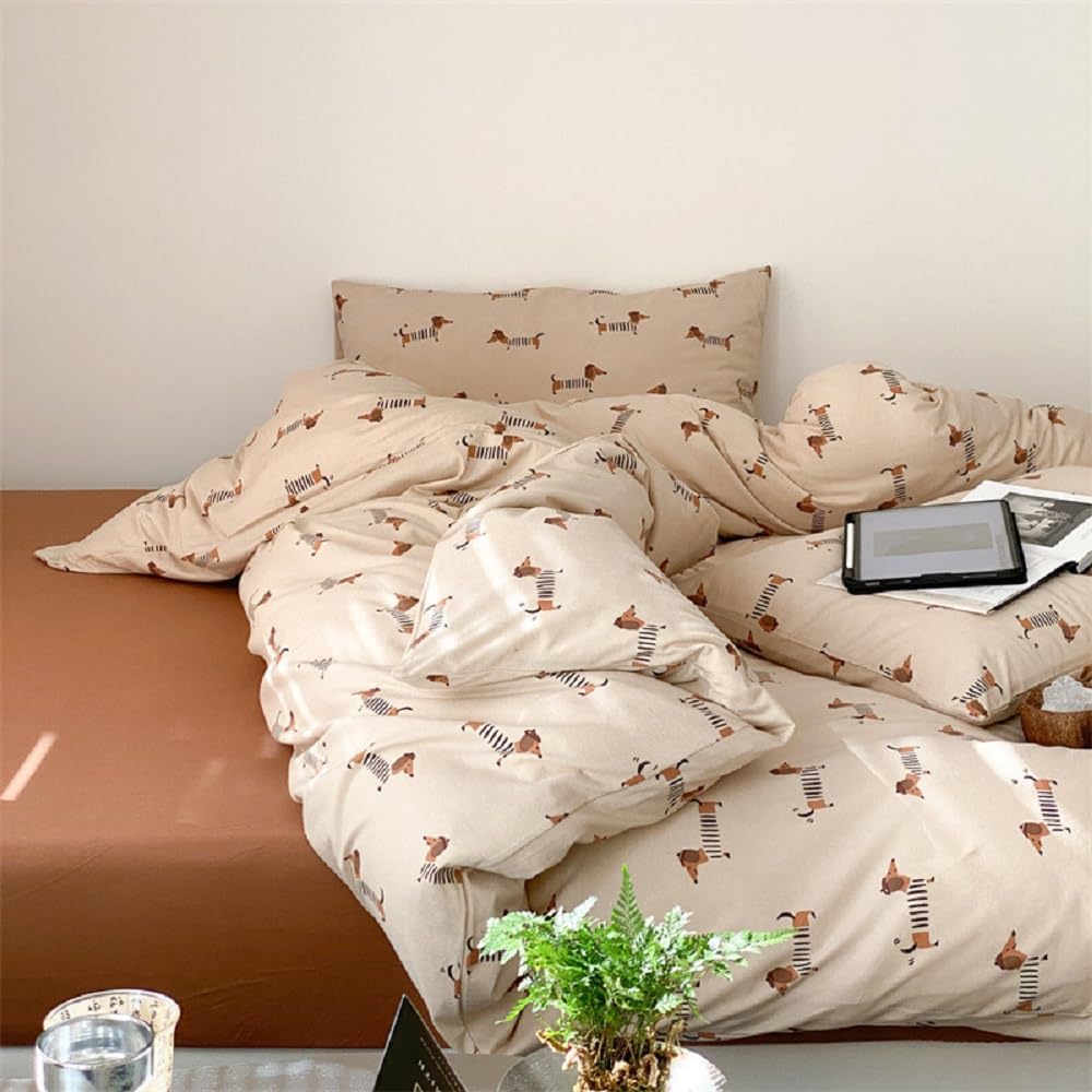 Erwinmu Brown Dachshund Duvet Cover Set Twin