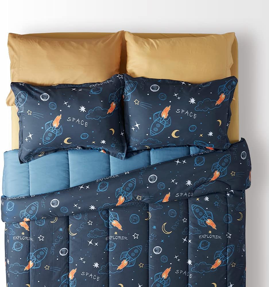 SLEEP ZONE Space Rocket Kids Comforter Set