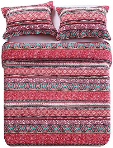 NEWLAKE Reversible Patchwork Quilt Set Queen Size